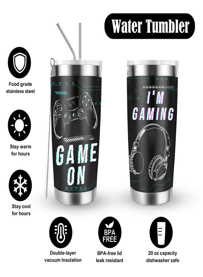 GOAUS Gamer Gifts Set, Gaming Socks, 20 oz Tumbler, Pillow Cover 18x18 inch, Necklace, Bracelet, Gift Card for Teen Boys Men Teenagers Him - Image 3